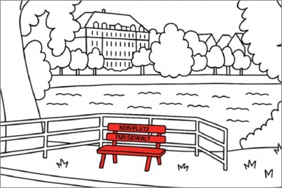 Rote Bank in Altenburg als Zeichen  gegen Gewalt an Frauen