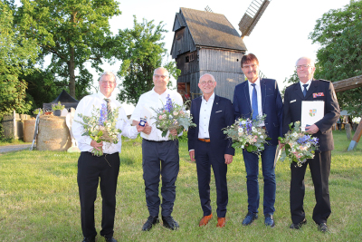 Geehrte zum Jahresempfang 2026 an der Bockwindmühle Lumpzig